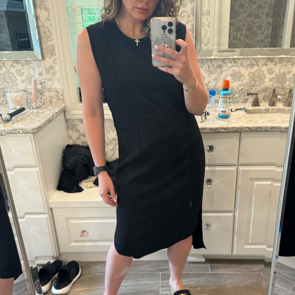 HELMUT LANG Blaze Layered Hi Lo Dress Sleeveless Georgette